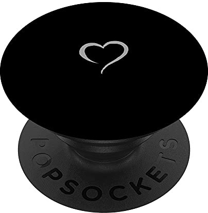 Dark Gray Black Minimalist Hand Drawn Heart PopSockets Swappable PopGrip