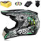 Ruiqieor Motorradhelm Motocross Helm Kinder Cross Helms Motorbike ATV MTB Freien Sport Motorcycle Helmet Set mit Handschuhen Brille,Gray Green,M:57-58cm