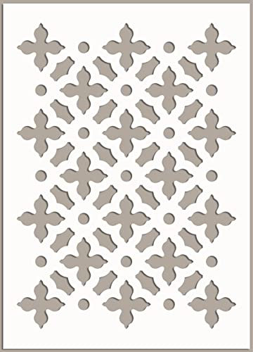 ED Laser Studio LEDA Moroccan Motif Trellis Seamless Pattern Cake Stencil for Painting and Drawing on the Wall, Furniture, Wood - Reusable for Crafts and Art Cake TE298