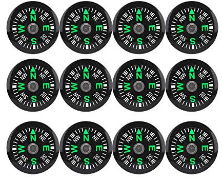 12PCS Mini Survival Compass Kleine, Kompass Outdoor luftgedämpfte magnetische Kunststoffkompasse Tragbarer Taschenkompass mit flüssigem Öl gefüllt für Wandern Camping Outdoor Bootfahren Reisen