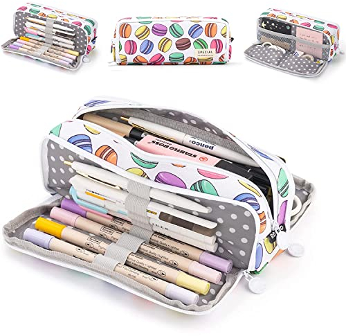 NEWUPZSI Federmäppchen Mädchen Makronen Weihnachten Geschenke für Jungen mit 3 Fächer Große, Mäppchen Mädchen Teenager, Federtaschen Pencil Case mit 3 Fach für Kinder