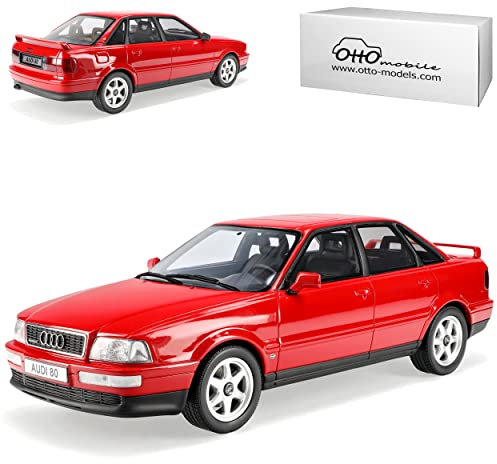 alles-meine.de GmbH A*U*D*I 80 B4 Quattro Competition Limousine Rot 1991-1995 Nr 355 1/18 Otto Mobile Modell Auto mit individiuellem Wunschkennzeichen