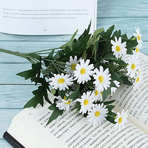 LGEGE Künstliche Blumen für den Außenbereich – 48 weiße Gänseblümchen, kunstblumen gefälscht, Aber fühlt Sich echt an, perfekte Dekoration für Zuhause, Tisch, Veranda, Fenster, Küche im Vasenkorb