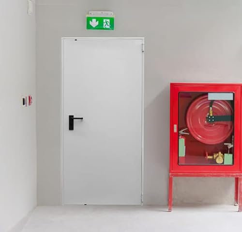 PORTA TAGLIAFUOCO PER MURATURA REI 60 ANTINCENDIO - MISURA 90X215 - (1 ANTA) SPINGERE DESTRA - SERRATURA E MANIGLIA
