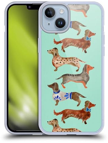 Head Case Designs Offizielle Cat Coquillette Dackel Blau Tiere Gelhülle [Militärischer Schutzgrad] Kompatibel Mit Apple iPhone 14 Plus Und Kompatibel Mit MagSafe