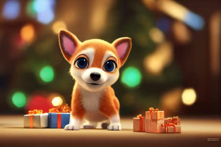 adrium Acryl-Bild 80 x 50 cm: Hund im Winterwald Weihnachtshintergrund(193887586)