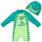 upandfast Maillots de Bain Mignons pour bébés garçons Maillot de Bain Protection Solaire UPF 50+ à Manches Longues avec Chapeau (Dinosaures, 3-6 Mois)