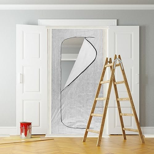 STAHLWERK Juego de 3 puertas de protección contra el polvo en forma de C, trampa de suciedad, cortina antipolvo con cremallera integrada