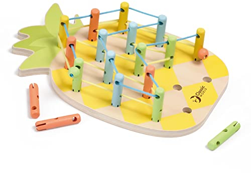 Classic World Fädelspiel Ananas | Lernspielzeug für Kinder ab 3 Jahre | Holzspielzeug für kreatives Spielen | für Jungen und Mädchen | Motorikspielzeug