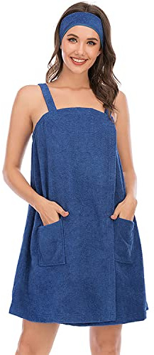 Verve Jelly Women Bath Wrap Towel For Spa Shower Adjustable Robe Bath Shower Cover Up Dressing Gown With Facial Headband Pocket