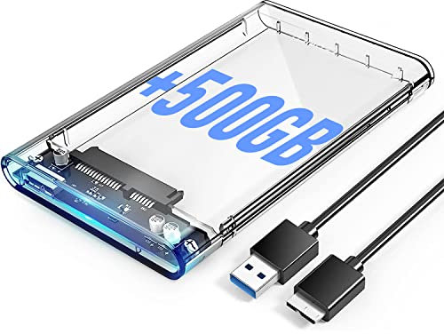 SIMPLETEK - HDD Esterno da 500GB - 5 Gbps | Con cavo da SATA a USB 3.0 Type A Ultra veloce – Installazione Tool-Free (Ricondizionato)