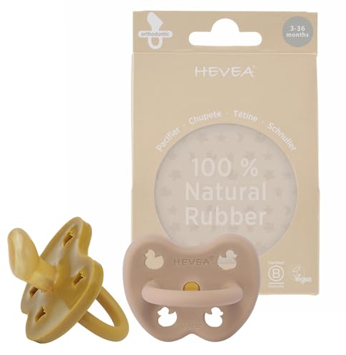 Natürlicher Gummi Schnuller ORTHODONTIC 3-36 Monate Doppelpack - Goldener Honig & Beigebraun
