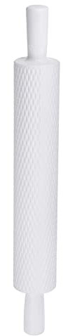 sourcing map Pattern Embossed Rolling Pin 14.57 x 1.97 Rhombus 3D Pattern PP Plastic Non-Stick Embossing Textured Rolling Pins for Baking Cookie Fondant Pastry Clay Dough, White