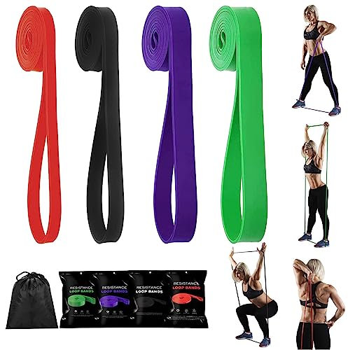 mebiusyhc Pull Up Assistance Bands,Resistance Loop Exercise Bands Set of 4 Monster Heavy Duty Workout Exercise Stretch Fitness Bands for Body,for Resistance Training,Physical Therapy,Home Workouts