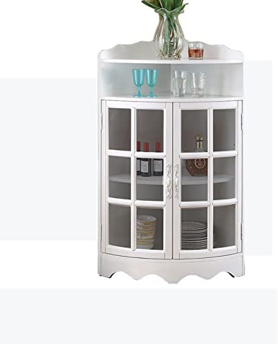 FIONEL Barschrank Ecke dreieckiger Lagerschrank, Holzwein mit Zwei Türen und verstellbarem Regal for Badezimmer, Wohnzimmer, Esszimmer oder Küche Wine Rack (Size : L, Color : B)