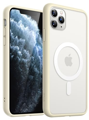 JETech Magnetisch Hülle für iPhone 11 Pro 5,8 Zoll Kompatibel mit MagSafe, Durchscheinende Matt Handyhülle Rückseite Dünn Stoßfest Schutzhülle (Beige)