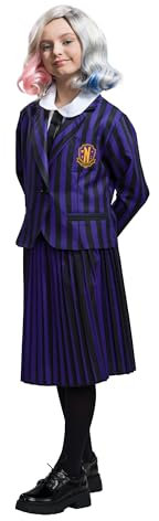 Chaks Wednesday Kostüm Enid für Kinder | Schuluniform Schwarz Lila - Addams Family 164