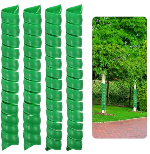 PATIKIL 4 Pack Baumstamm Schützer mit 2 Größe Plastik Baumwickel für Rinde Schutzspirale Baumrinde Rohrwickel für Setzlinge Pflanzen für Tiere Rasenmäher Grün | Zum Schutz von Rinde Spirale, Baumschutz, Baumrinde Schutz Schlauchwickel für Setzlinge, Pflanzen, Tiere, Rasenmäher