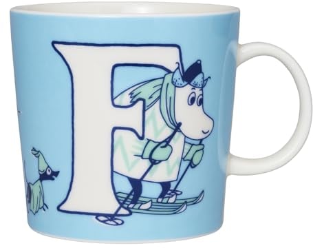 Arabia Mumin Becher ABC Buchstabe: F aus weißem Porzellan, Maße: 12 x 9,4 cm, Fassungsvermögen: 0,4l, 1068825