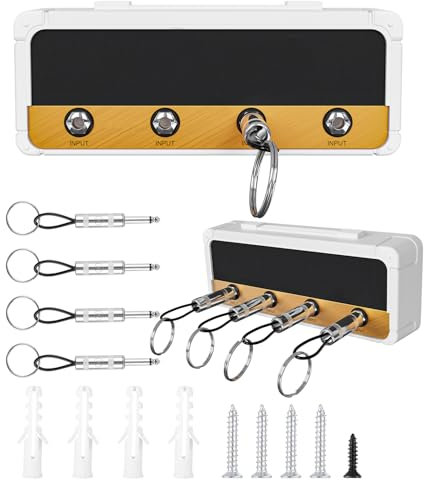 Jissta Casa Portachiavi Audio, Portachiavi a Parete, Scatola Standard JCM800 per Altoparlanti per Chitarra, Con 4 Portachiavi, Kit da Parete Bianco