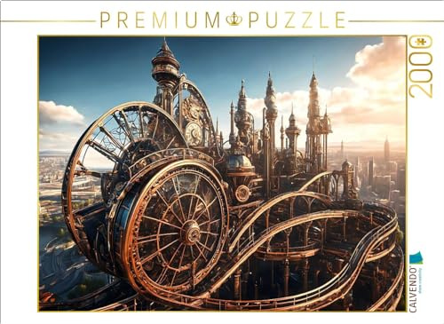 Puzzle · Dampfgetriebene Achterbahn | Steampunk Maschinenwelt · 2000 Teile · Lege-Größe 90 × 67 cm · CALVENDO Puzzle