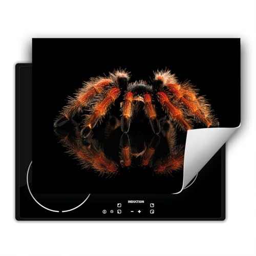 DarHaus Herdabdeckplatte 1 teilig 80x52 cm Küche Herdabdeckung Ceranfeld Herdabdeckplatten Anti Rutsch Matte Aufrollbar, schwarz - Spinne