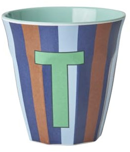 Auswahl Varzi Briefpapier Seit 1956 Reis Glas Melamin Buchstabe T Streifen Blau Und Braun