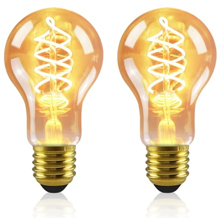 GBLY 2er pack LED Glühbirne E27 Vintage Lampe - A60 Warmweiß Filament Leuchtmittel 2200K Edison Retro Glühlampe 4W Dekorative Birne Antike Energiesparlampe Beleuchtung für Restaurant Haus Café