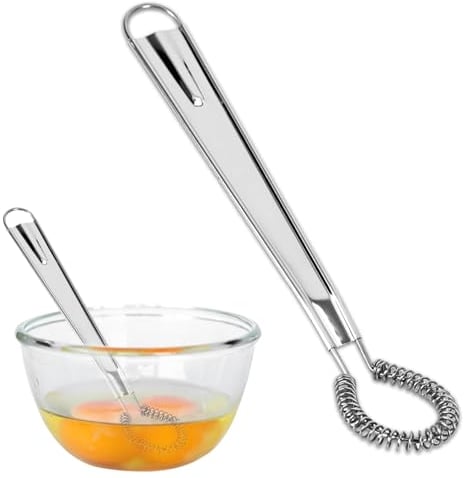 Conjunto de 1 Batidores de Cocina de Acero Inoxidable - Herramienta Manual para Batir Huevos,Mini Bobina de Resorte - Batidora para Hornear, Cocinar, Leche, té con Leche (1PCS)