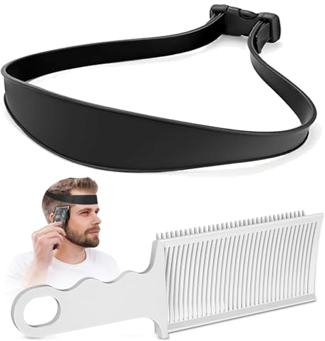 SPERMUOY Haarschneidekamm Friseur Kamm für Männer, Verstellbare Haarschneide Schablone,Fade Kamm Männer Barber Set Haarschneider übergang hilfe für Selbsthaarschnitte-Schwarz