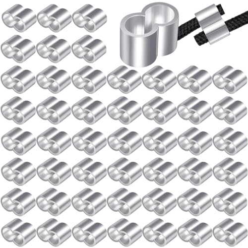 Furuising 50 Pezzi Manicotti in Alluminio per Cavo, 4mm Morsetti per Funi in Alluminio,Ghiere in Alluminio per Cavo Funi Catene per Cani