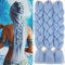 WoWCFyyds 3Packs Kanekalon Kunsthaar Zum Einflechten Jumbo Braids Extension Ombre Braiding Hair Haarverlängerung 24Haare Zum Einflechten Box Braid Haar（hellblau）