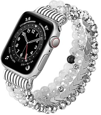 Wingoden Beaded Pulsera compatible con Apple Watch Band 38mm 40mm 41mm 42mm 44mm 45mm 49mm Women Men, Natural Stone Stretchy Apple Watch Strap for iWatch Band Series 9, 8, 7, 6, 5, 4, 3, 2, 1 SE Ultra