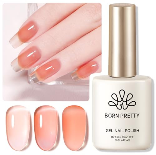 BORN PRETTY Ice Jelly Gel Nail Polish 15ml Translucent Gel Polish Soak Off U V LED Natural Milky Gel Polish French Nail Gel for DIY Manicure Home Salon Nail Art 002
