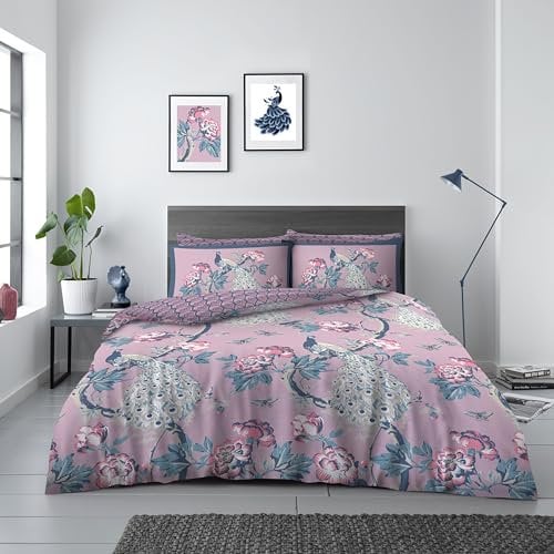 GC GAVENO CAVAILIA Floral Duvet Cover King Size Quilt Cover Bed Set, Reversible Bedding Duvet Set (230x220 cm), Polycotton Soft Bed Linen, Pink, Alexia