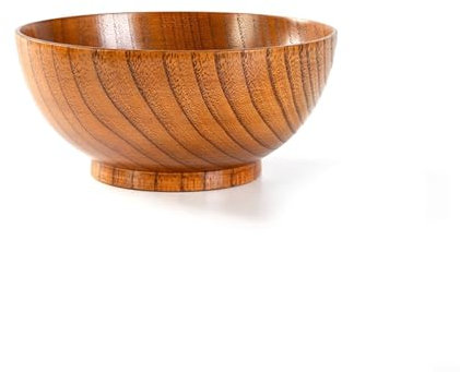 Bol en bois durable, design japonais, parfait pour la soupe de riz, la salade (18 cm)