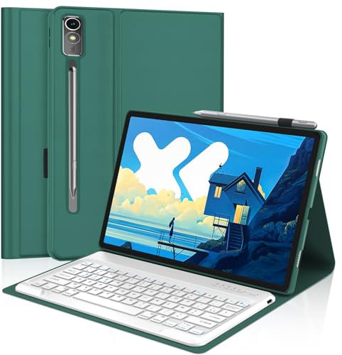 IVEOPPE Coque Clavier pour Lenovo Idea Tab Pro 12.7 2025, Français AZERTY, Clavie Détachable Bluetooth pour Lenovo Idea Tab Pro Tablette, Vert foncé