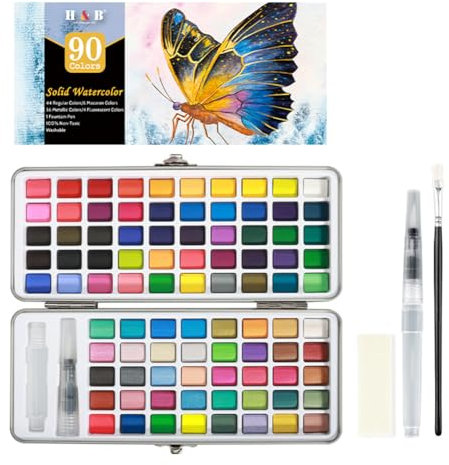 ARVALOLET Wasserfarben Set mit 50/72/90/100 Farben – Solides Aquarellset for Reisen und Anfänger