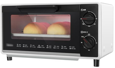 Horno Eléctrico de Sobremesa,10L,70-230℃ Ajustes de Temperatura Ajustables y Temporizador de 30 Minutos,800W,Bandeja Para Hornear,Bandeja Para Migas,Manoplas,37.5x24.2x20.7cm