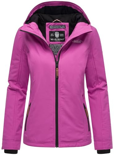 MARIKOO Damen Frühjahr Übergangs Jacke leicht gefüttert Kapuze kurz B862 [B862-Brombeer-LilacLily-Gr.3XL]