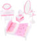 JOINPAYA 12Pcs Puppenhaus Schminktisch Bett Möbel Set: Miniatur Möbel Rosa Schrank Stuhl Schlafzimmer Puppenhaus Zubehör Holz für Puppen Deko