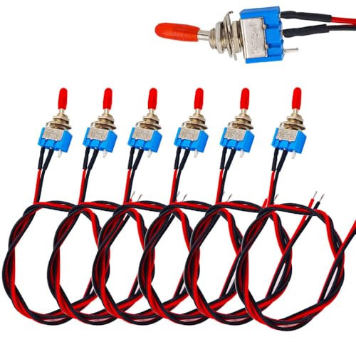 Senvenelec Lot de 6 mini interrupteurs à bascule pré-câblés de 30 cm, 2 pôles, 3 V, 5 V, 12 V, 220 V, 240 V, convient pour les voitures, camions, bateaux et tableaux de bord.