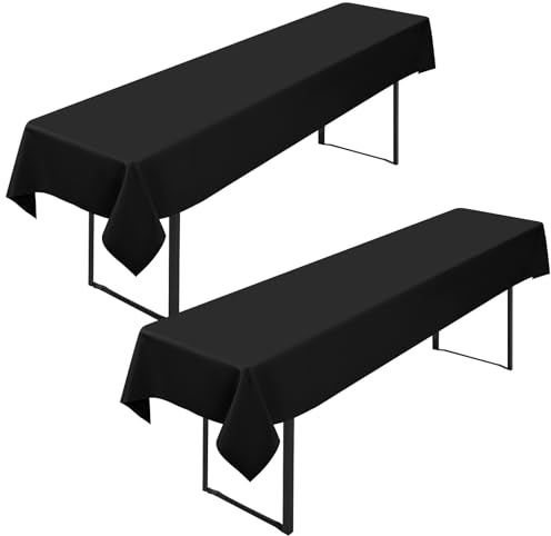 2 Stück Biertisch Tischdecke,für 50-70 cm Tischbreite, Schwarz Biertisch Biertischhussen Bierzeltgarnitur Rechteckige Tischdecken Waschbar 100x250cm für Gartenbankett-Gartenmöbel