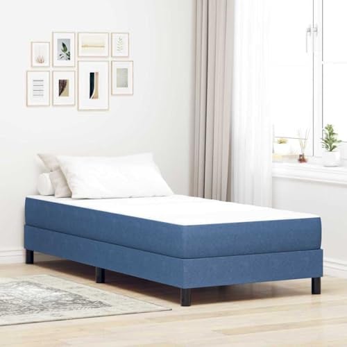 Qnhdfrt 90x190cm Pocket Spring Single Bed, Blue Wood Frame