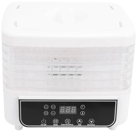 Bewinner Déshydrateur Alimentaire 160 W avec Minuterie Numérique, 6 Plateaux en Acier Inoxydable pour un Séchage Uniforme, Sèche-aliments électrique pour Bœuf (Prise UE 220V)