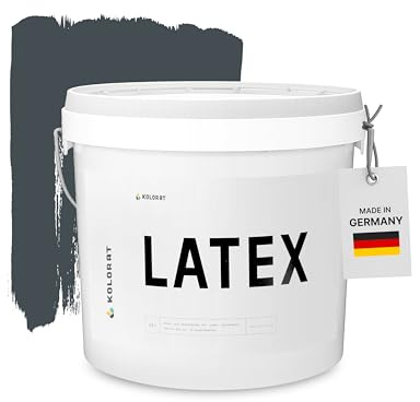 Kolorat® Latexfarbe, Dunkles Graublau 2.5L – Abwaschbar & seidenmatt | Hochdeckend, wasserbasiert, geruchsarm, abwaschbar, scheuerbeständig Klasse 1, seidenmatt, für Küche, Bad & Flur