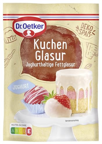 Dr. Oetker Kuchen-Glasur Joghurt, 10er Pack joghurthaltige Fettglasur zur Dekoration von Kuchen und Gebäck, 10 x 150 g Glasur mit Joghurt-Geschmack