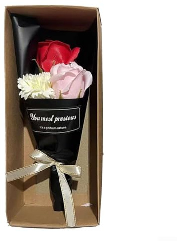 FACAIIO 3 Nelken Rose Seife Blume Box Duft Handgemachte Seife Rosen Geschenk für Mama Frauentag Muttertag Geschenk