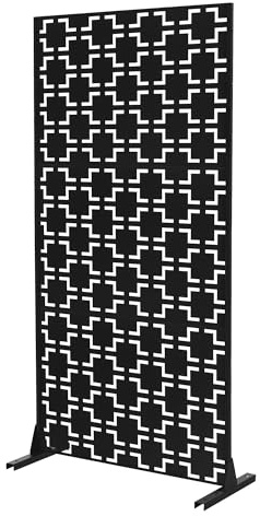 ML-Design Metall-Sichtschutz Milano, 90x180 cm, aus Stahl, Raumteiler - 3 Paneele, Trennwand erweiterbar mit Ständer, Paravent freistehend, Deko Sichtschutzwand wetterfest für Garten Balkon Terrasse