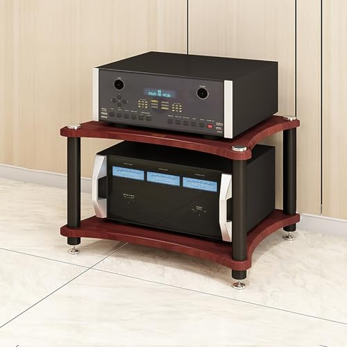 SFSLBFB Floor-Standing Gaming Audio Rack Walnut Media Storage Shelf, Easy Assembly AV Stand for Living Room, Recording Studio & Gaming Setup, Space-Saving Design (60x48x40cm)